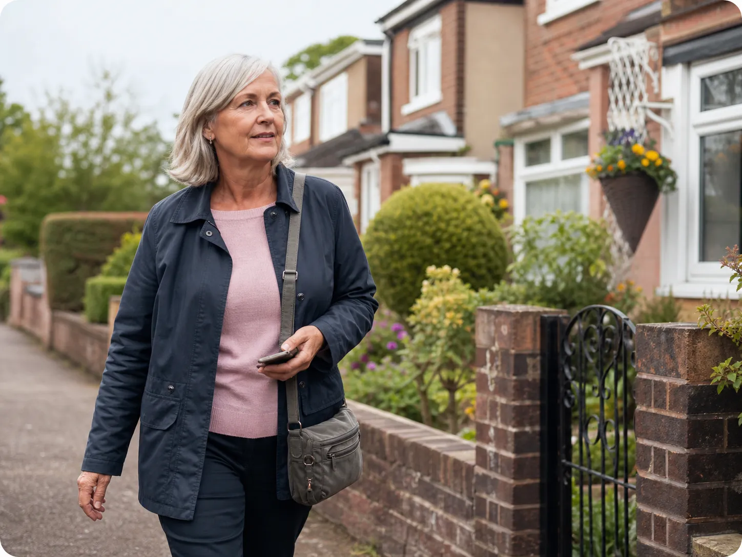 Community worker making a routine visit in a residential neighbourhood