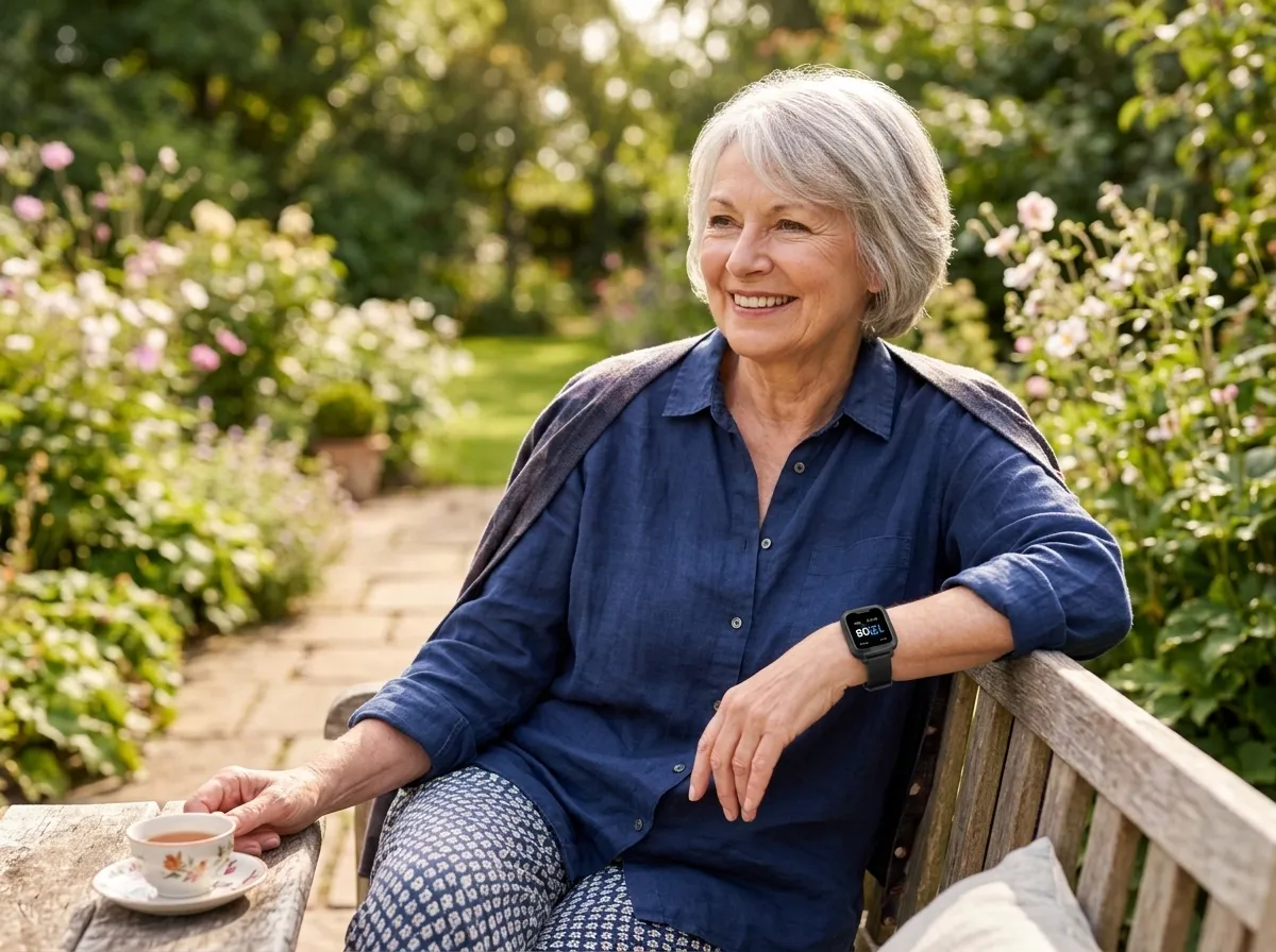 Senior woman wearing Anywhere Watch outdoors